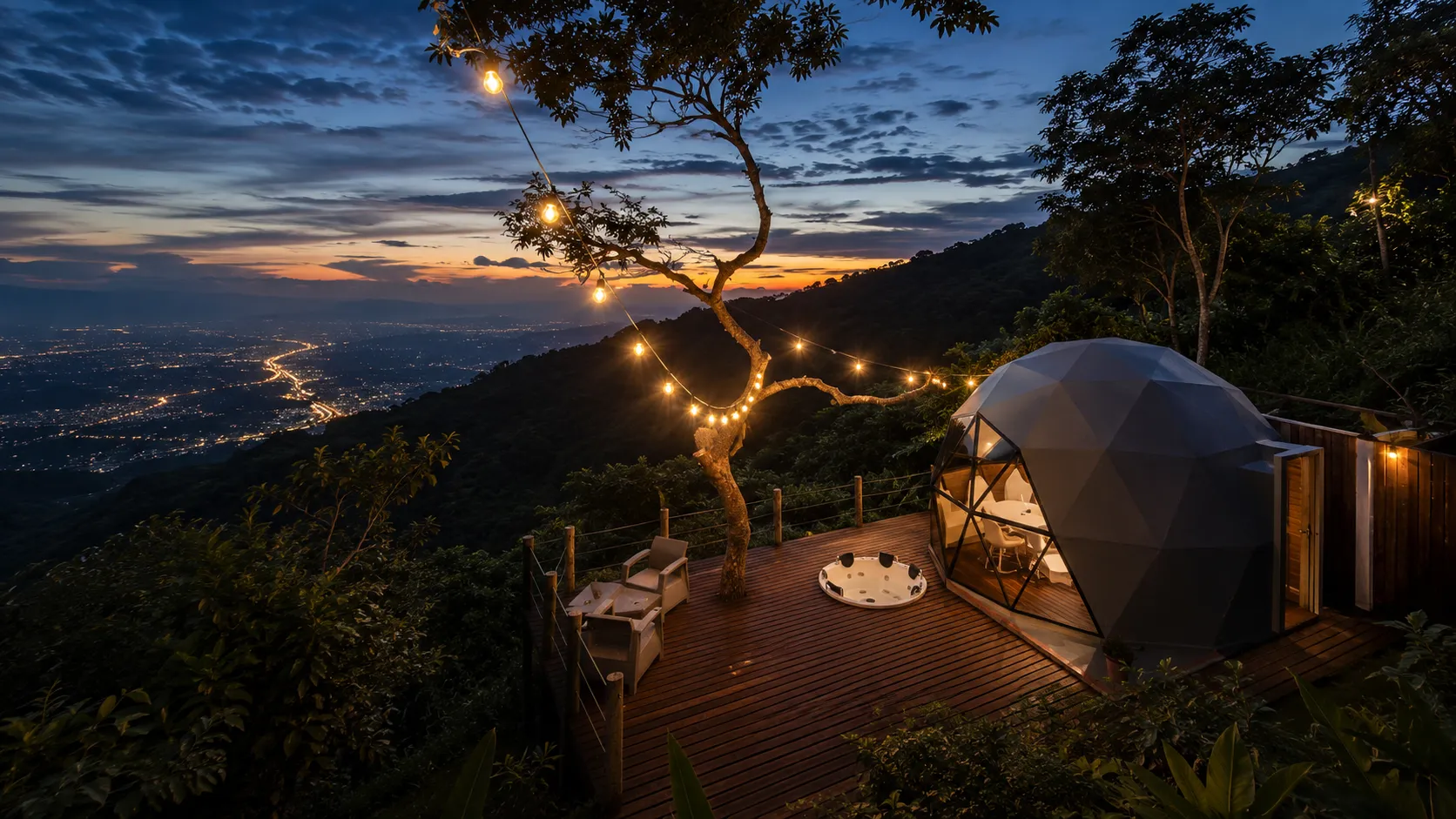 Los Angeles Glamping en Buenavista con vista abierta a la montaña y la ciudad